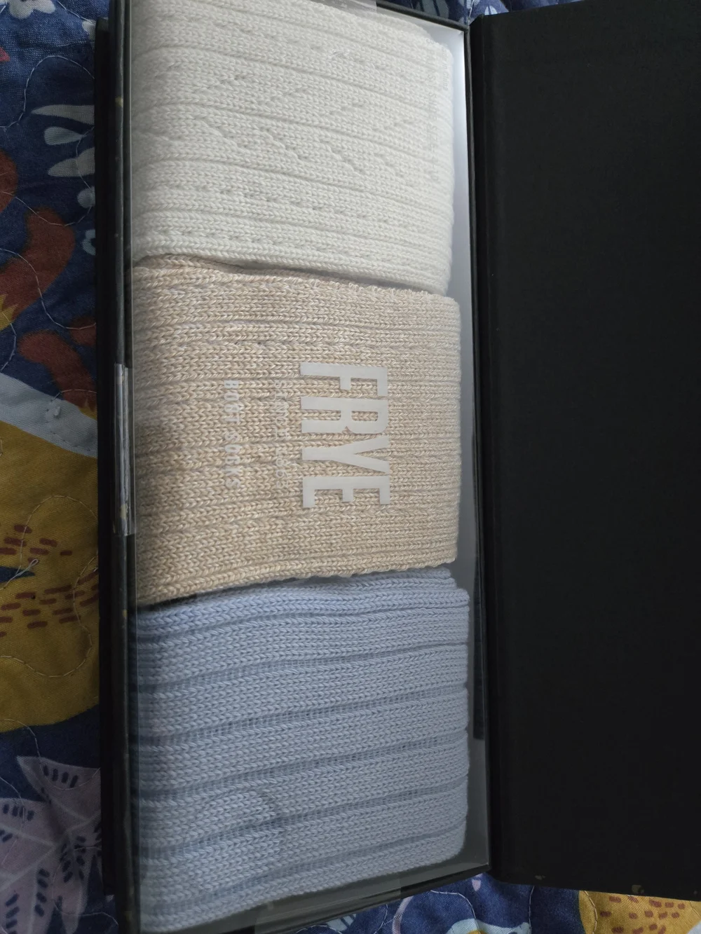 Brand New Frye Boxed Set of Three Pairs of Crew Socks